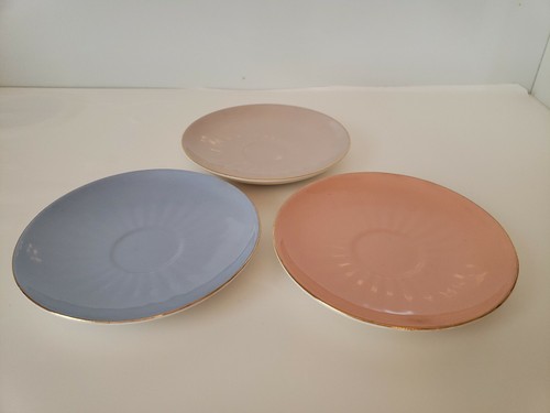 Platillos Vintage FIGGJO FLINT Azul, Gris y Melocotón con Oro Dorado en el borde FF Noruega - Imagen 5 de 6