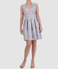 Vince Camuto Women's Purple Metallic Floral Jacquard Sweetheart Dress Size 16
