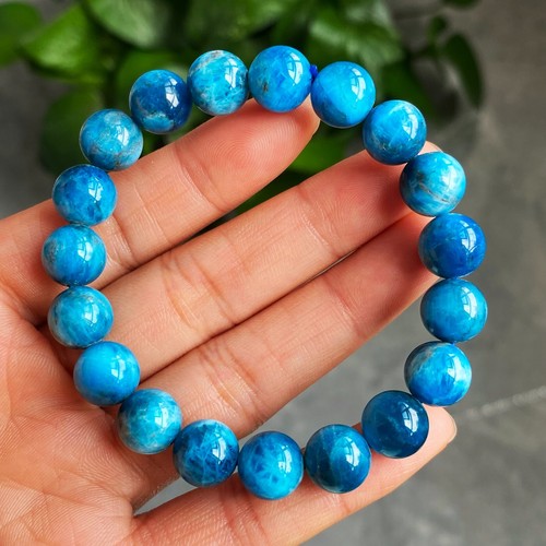 10mm Natural Quality Light Blue Apatite Cat's Eye Crystal Beads Bracelet C5 - Picture 3 of 8