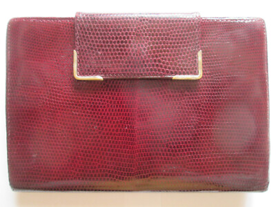 Portefeuille Vintage Cuir Et Reptile – Style Rétro Années 50 – Bordeaux