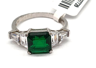 Tjc Square Emerald 925 Sterling Silver Ring CR049 AA 05