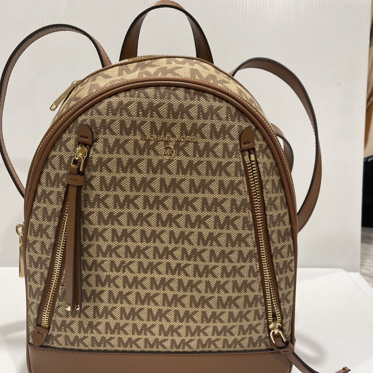 Michael Kors Tan and Brown Patterned Backpack Michael Kors Jaycee Medium Backpack, Pebbled Leather  main image 3