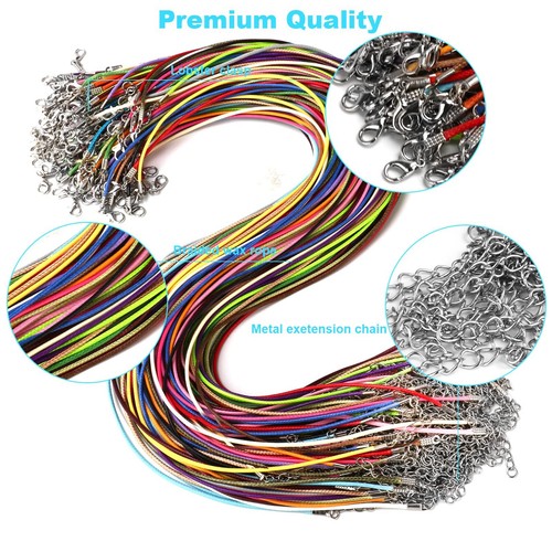 100 Pcs 19.7 Inch Leather Necklace Cord with Clasps for Pendants Jewery Making - Picture 5 of 7