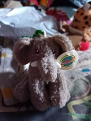 Your Planet Eco Toys kleiner Elefant zum Anklipsen Plüschtier, Stofftier, neu mit Etikett