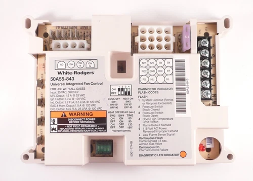 White-Rodgers 50A55-843 Universal Integrated Furnace Fan Control Board Module