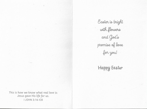 Nueva Tarjeta Feliz Pascua 4.5x7 JESÚS TE AMA Corona y Pollito - Imagen 2 de 3