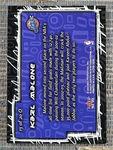 Karl Malone 2002-03 Fleer Ultra O! #13 O Utah Jazz - Bild 2 von 2