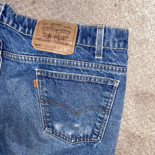 Vintage Levis 505 Jeans Men 42x30 Blue Reg. Fit Straight Leg Orange Tab Denim C9 - Picture 5 of 6
