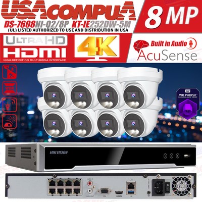 Hikvision 8CH IP POE CCTV Security Camera System 5MP /Audio Smart Dual Light Lot