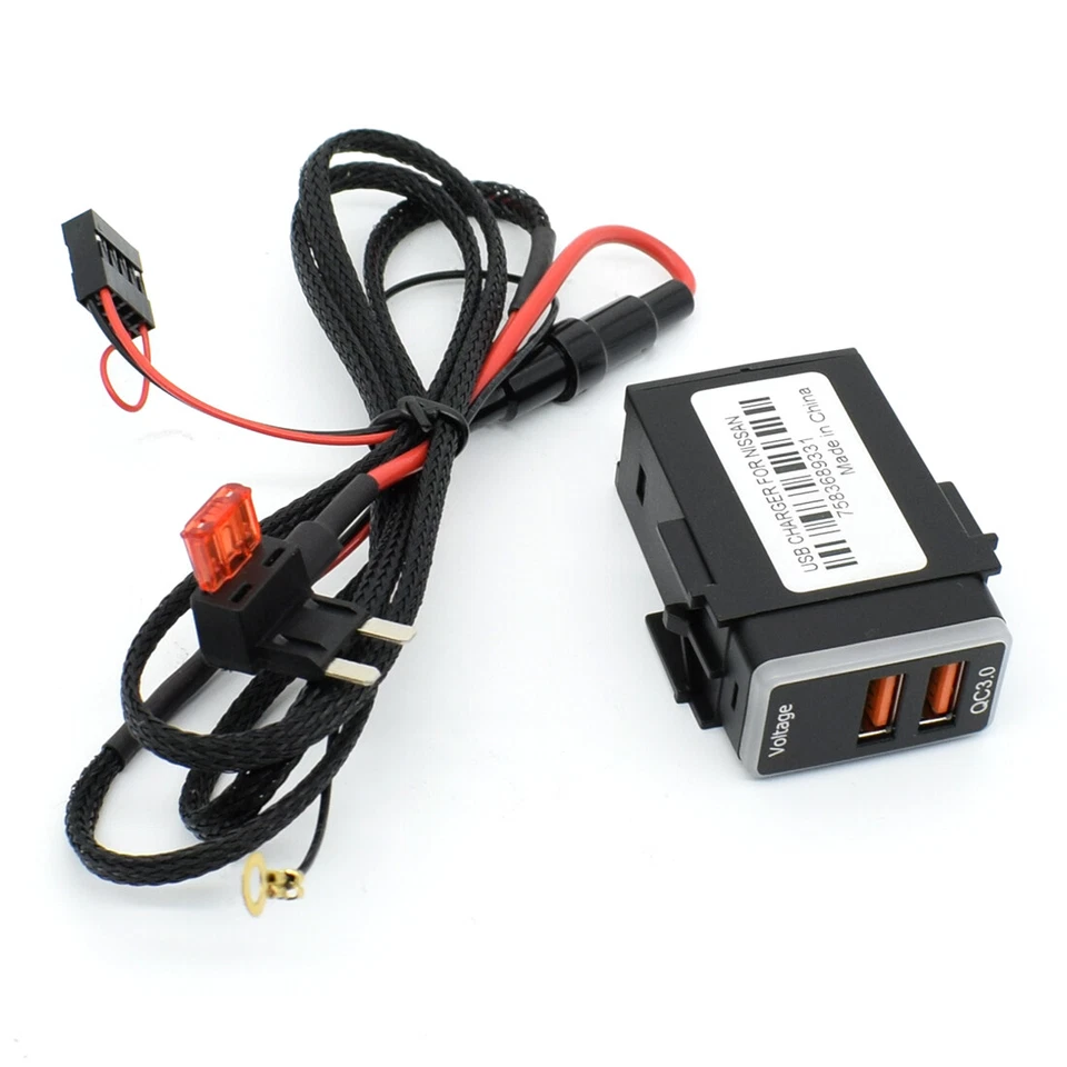 Dual USB Ports Fast Phone Quick Charger QC3.0 For Nissan LED Digital Voltmeter Foto 3 de 4