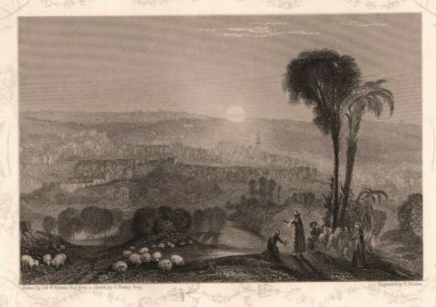 Antiker Stich nach einer Zeichnung von JMW Turner, Nazareth, um 1836