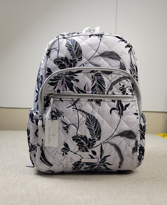 Vera Bradley Campus Backpack Twilight Garden White Black Lavender