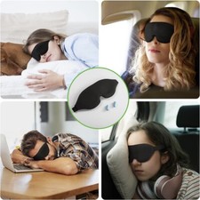 Soft Comfortable Night Sleep Eye Mask Set with Travel Pouch Ear Plugs - Black