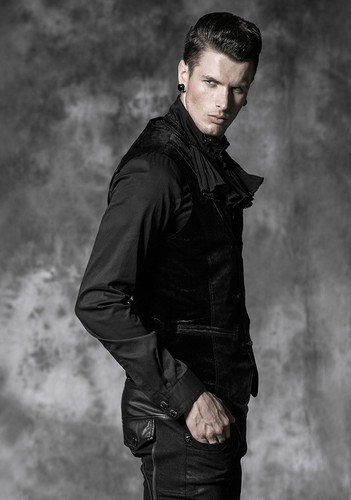 Mens Velvet Steampunk Waistcoat Gothic Black Punk Rave Dieselpunk Y-481 - Picture 5 of 10