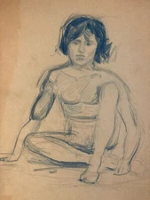 Beautiful Drawing Portrait Man Sitting on Paper Pencil To Identify 1920