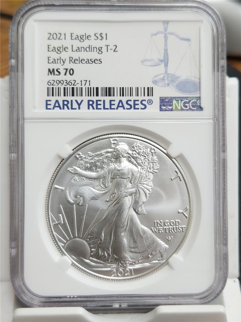 2枚セット★2021 アメリカイーグル銀貨  NGC MS70 アーリーリリース 2枚セット☆2021 アメリカイーグル銀貨 NGC MS70 アーリー