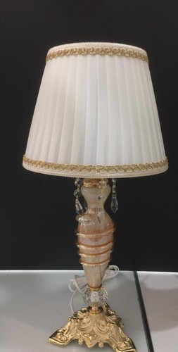 TRIS DI LUMI ORO IN OTTONE E VETRO DI MURANO CON CRISTALLI - Picture 3 of 4