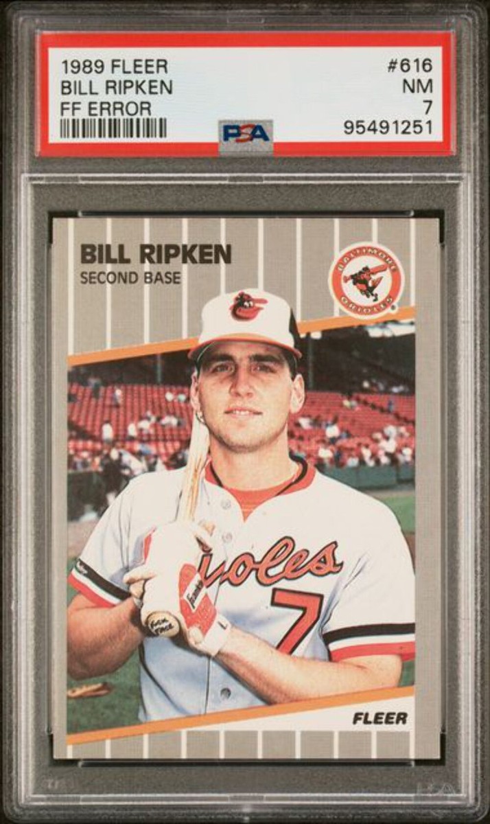Graded 1989 Fleer Bill Ripken #616 FF Error Baseball Card PSA 7
