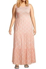 LAND'S END TIERED KNIT MAXI DRESS XL SLEEVELESS COQUETTE COASTAL VACATION BEACHY