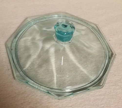 VINTAGE INDIANA GLASS AQUA GREEN OCTAGONAL CONCORD CANDY DISH W/ LID PERFECT! - Bild 3 von 5