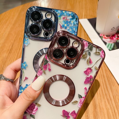 Case For iPhone 15 14 Pro Max 13 12 11 ShockProof Flower Plating Clear TPU Cover - Picture 5 of 19