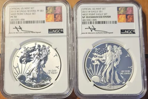 2013 W PF70 Silver Eagle Official U.S.. Mint Set Mercanti NGC - Reagan Label