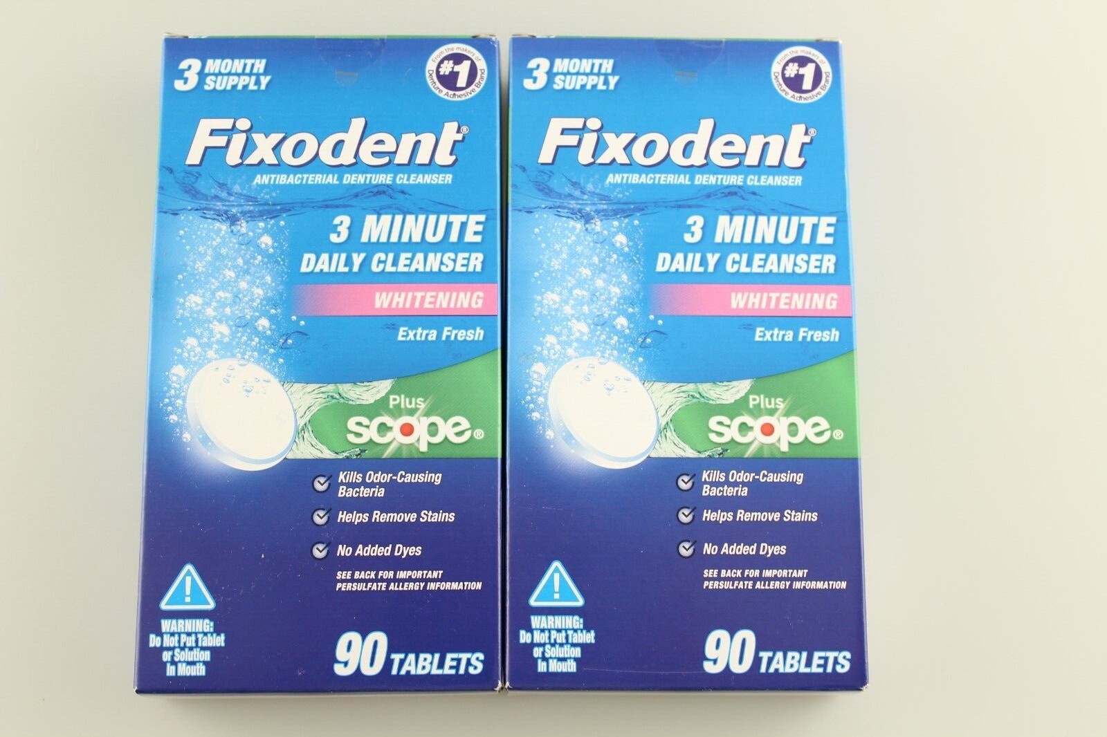 Lot Of 2 Fixodent Antibacterial Denture Cleanser 90 Tablets Each