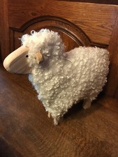 Dekofigur Schafe Osterdeko Dekoration Figuren Holz mit Wolle kuschelig 33 cm NEU