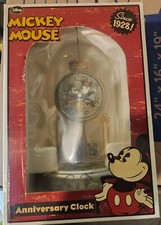 Disney Mickey Mouse Vintage Anniversary Glass Dome Clock. NIB! NRFB!