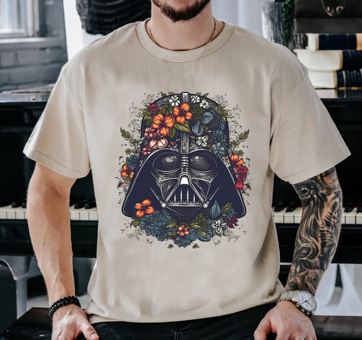 Star Wars Darth Vader Face Interleaved Floral Unisex Adult Kid Shirt  32011101032