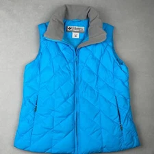 Columbia Vertex Down Feather Vest Sz M Blue Quilted Insulated Hiking Outdoors