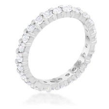 Cubic Zirconia Eternity Band .92 ct. Rhodium Plated