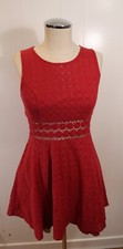 FREE PEOPLE Size 4 Red Lace Sleeveless Fit and Flare Daisy Lace (228)