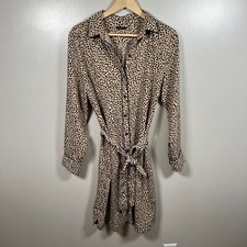 Ann Taylor Belted Shirt Dress Leopard Size XL? Midi Work Career Office Classic