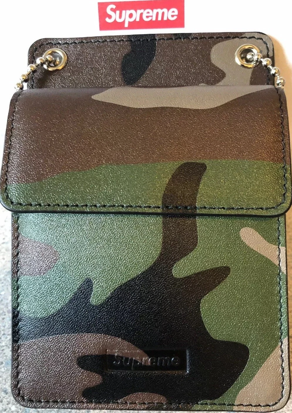 Support d'identification en cuir camouflage suprême + portefeuille !!! FW18 !!!! NEUF DANS SA BOÎTE !!!!!Stock totalement mort !!!