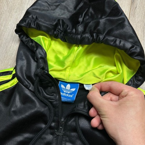 Vintage Adidas Chile 62 Zip Hoodie Track Suit Jacket Big Logo Black Mens Size S - Picture 4 of 10