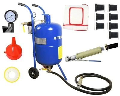 TERNA Sandstrahlmaschine 38l Sandstrahlgerät Mobile Sandstrahler + Maske + 7 x Düsen