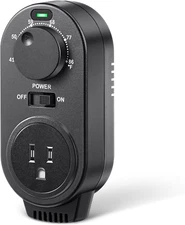 Adjustable Thermostat, Plug in Heating and Cooling Thermostat Controlled Outlet,