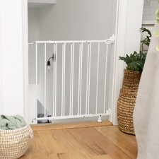 The Stairway 42W Series Safety Pet Baby Gate White Metal Finish Openings from