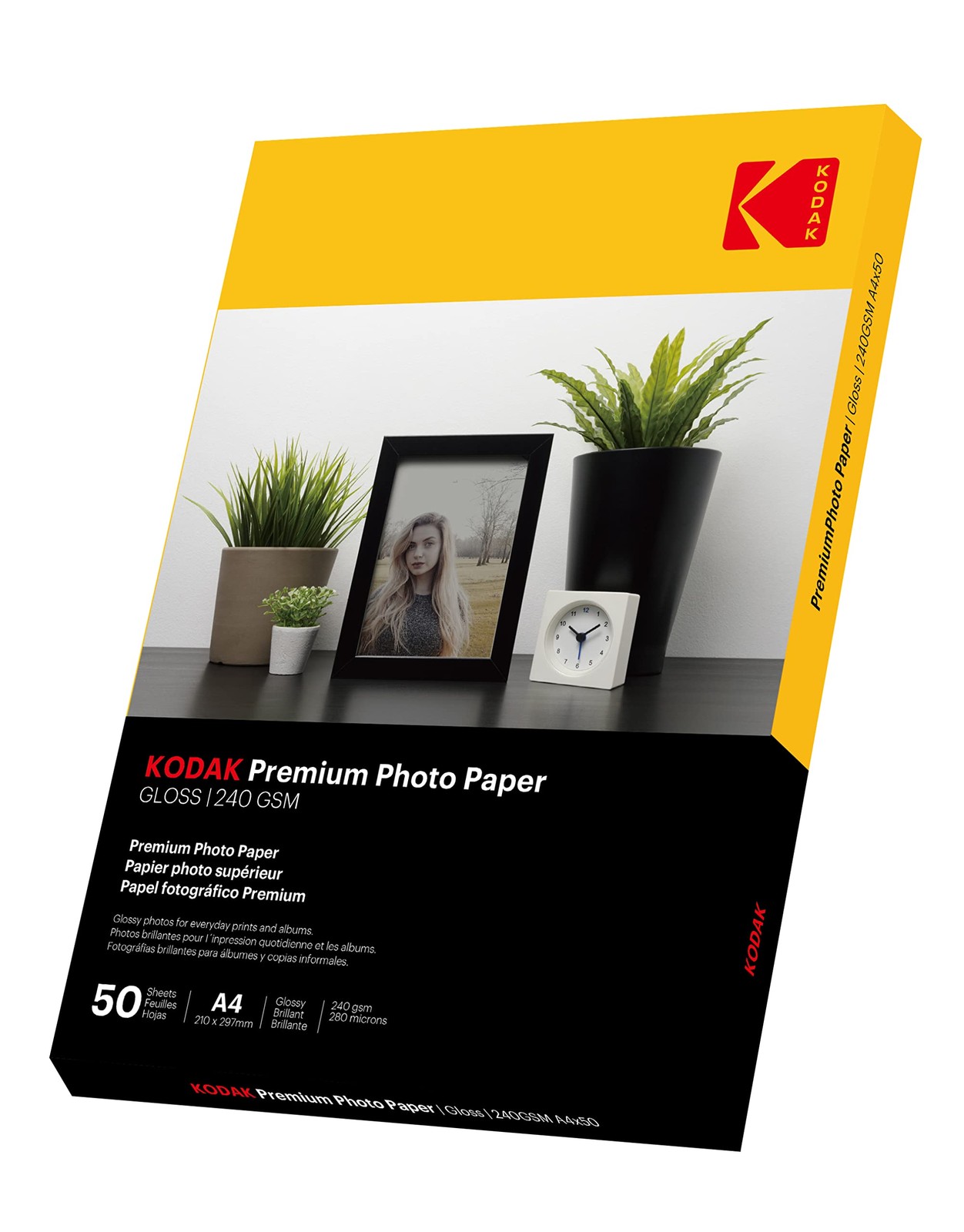 Papier photo brillant A4 240g de 50 feuilles blanches pour imprimante jet d'encre
