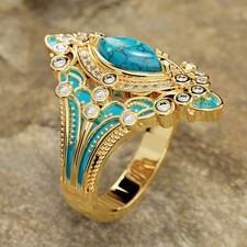 Womens Ring Horse-eye Design Metal Frame