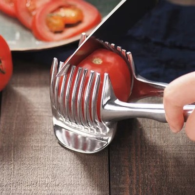 Tomatenschneider Zitronenschneider Handgerät, Edelstahl Schneidehilfe Schneidehalter