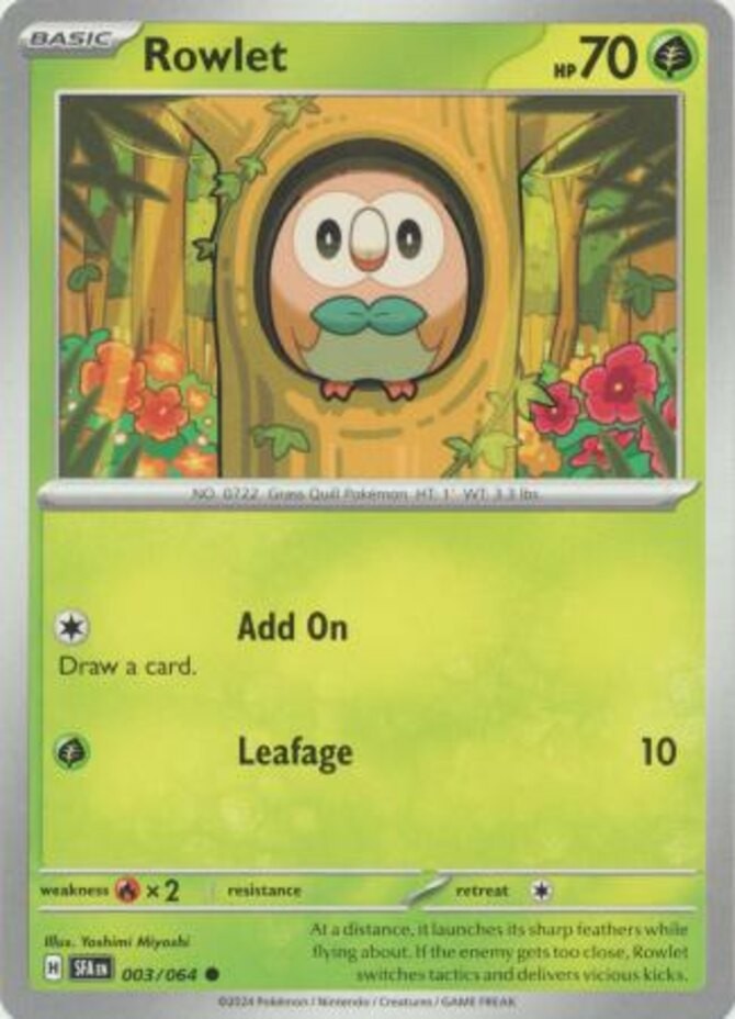 Rowlet - 003/064 - Common - Near Mint - Scarlet & Violet - Shrouded Fable