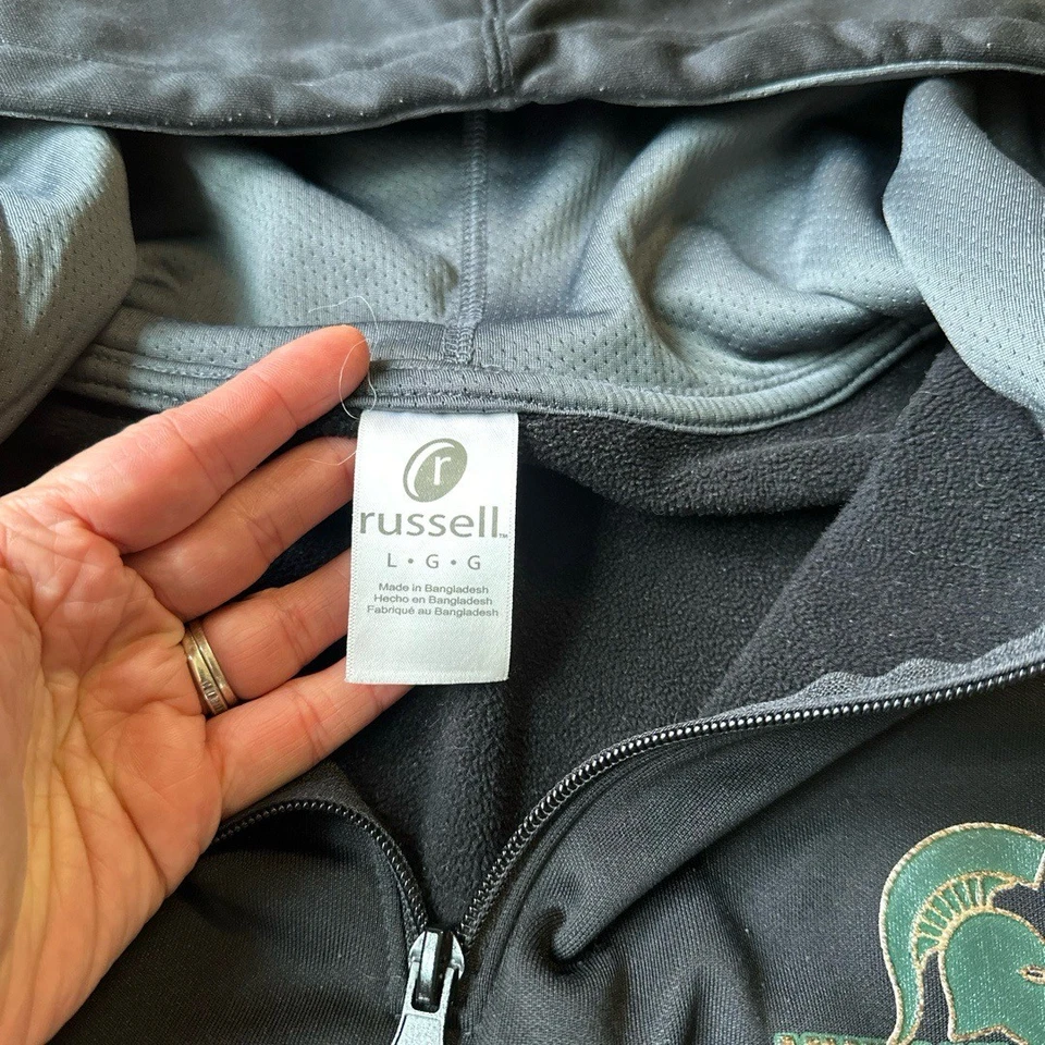 Sudadera con Capucha Michigan State Cuarto Cremallera Talla Grande Negra Atlética Big10 Foto 4 de 4