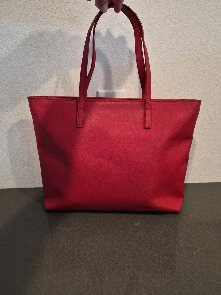 Cartera de Mano Oroton Rojo Cuero Saffiano Doble Asa Foto 3 de 4