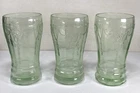 3 Green Cameo Ballerina Depression Glass 5” Tumblers