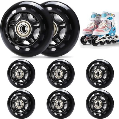 Inline-Skate Rollen 64mm 82A Ersatzräder 8er-Pack Langlebig Polyurethan Schwarz