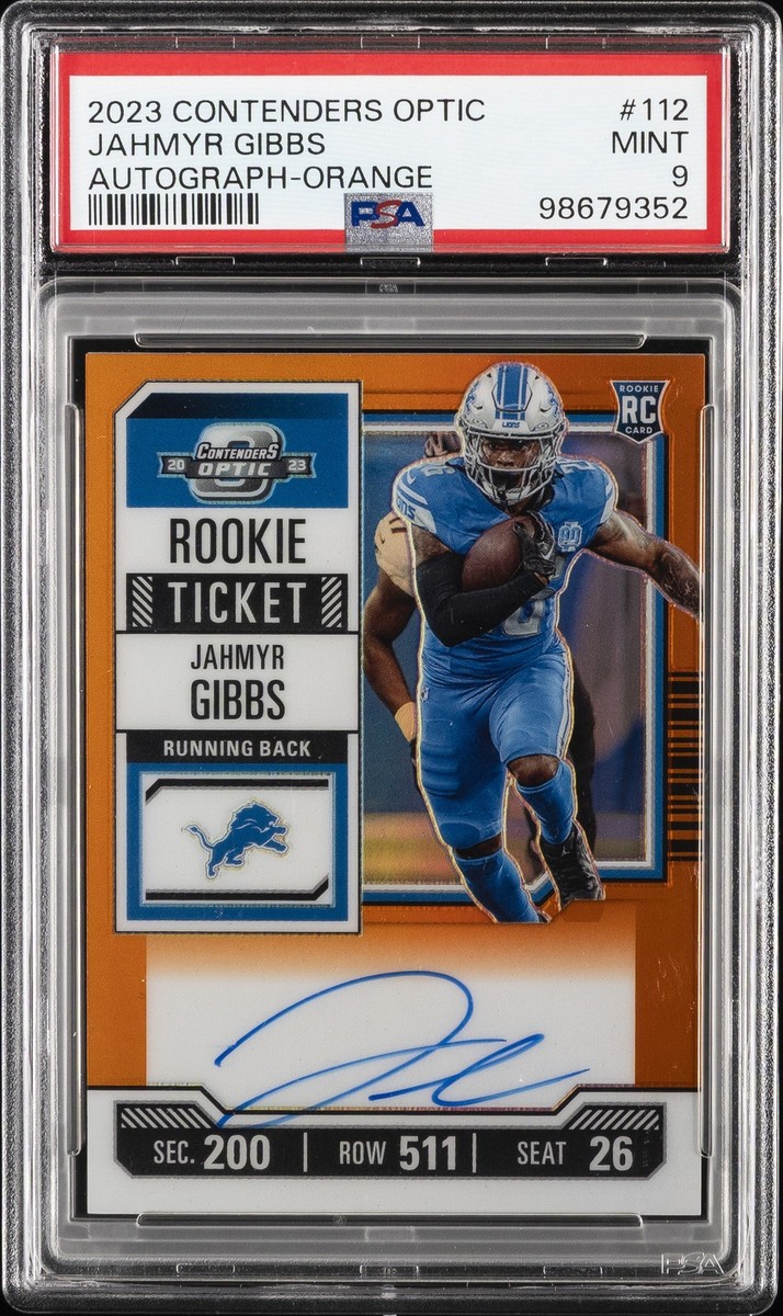 2023 CONTENDERS OPTIC AUTO-ORANGE #112 JAHMYR GIBBS ROOKIE RC 34