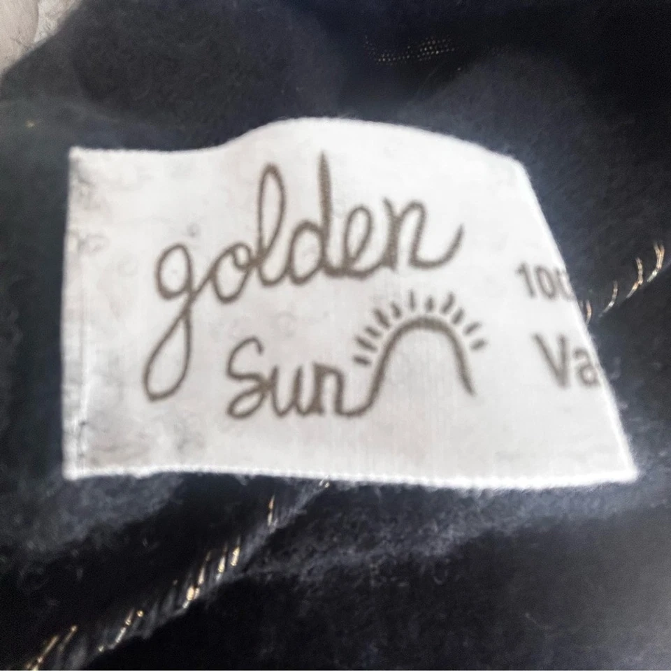 Poncho chal Golden Sun 100 % cachemir negro envolvente talla única listo para vacaciones Foto 2 de 4