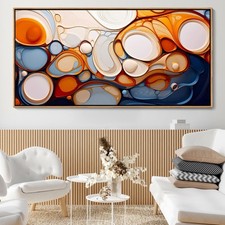 Large Abstract Wall Art: Framed Canvas for Living Room - Colorful Modern Aest...